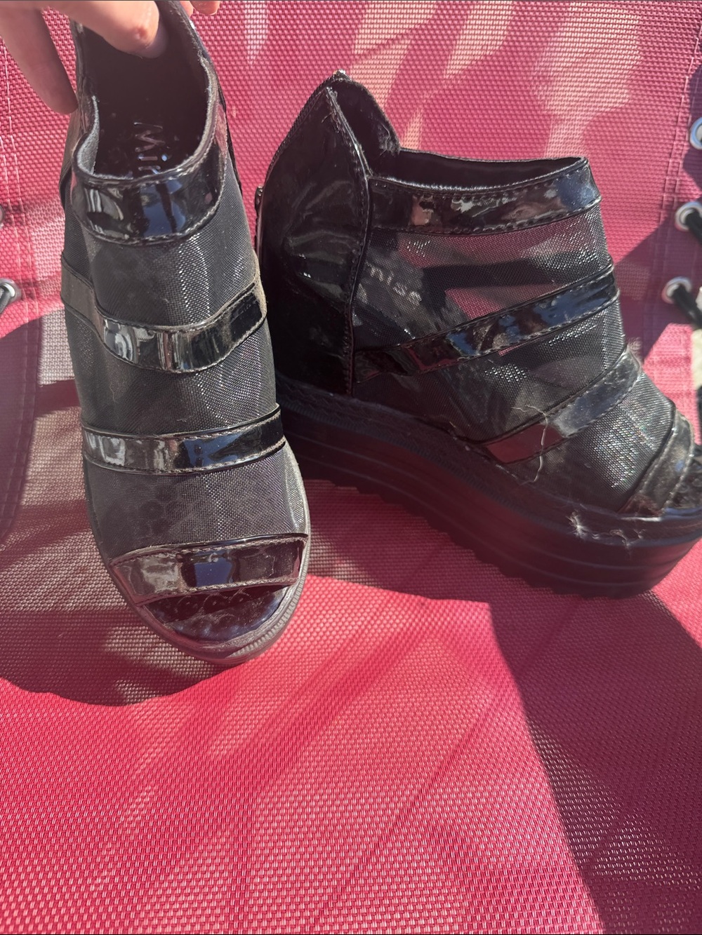 Women’s Black Platform Open-Toe Wedge Sandals